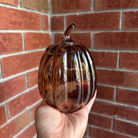 TARGET THRESHOLD SMALL GLASS PUMPKIN FIGURINE AMBER 1CT - Picture 1 of 5